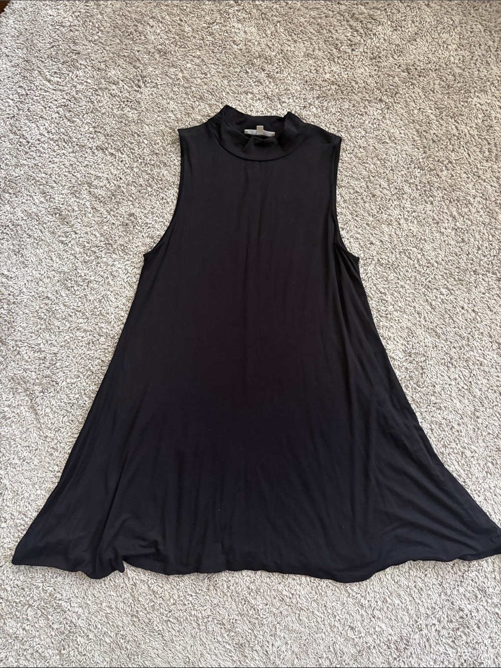 Joan Vass Black Sleeveless A-Line Dress